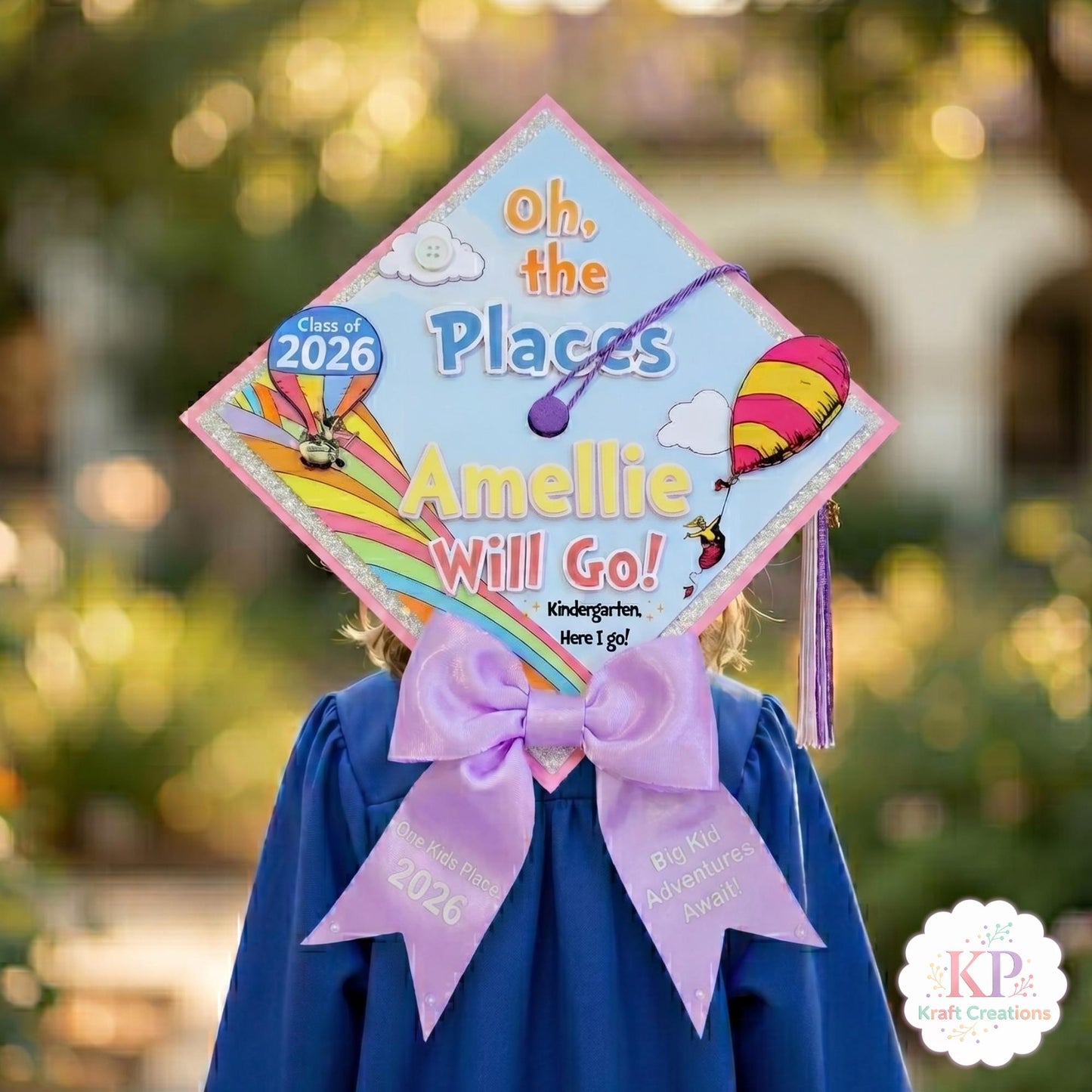 Oh The Places You’ll Go Graduation Cap Topper, Kindergarten Graduation Cap, Preschool Grad Cap, Class of 2026 Cap, Personalized Grad Cap