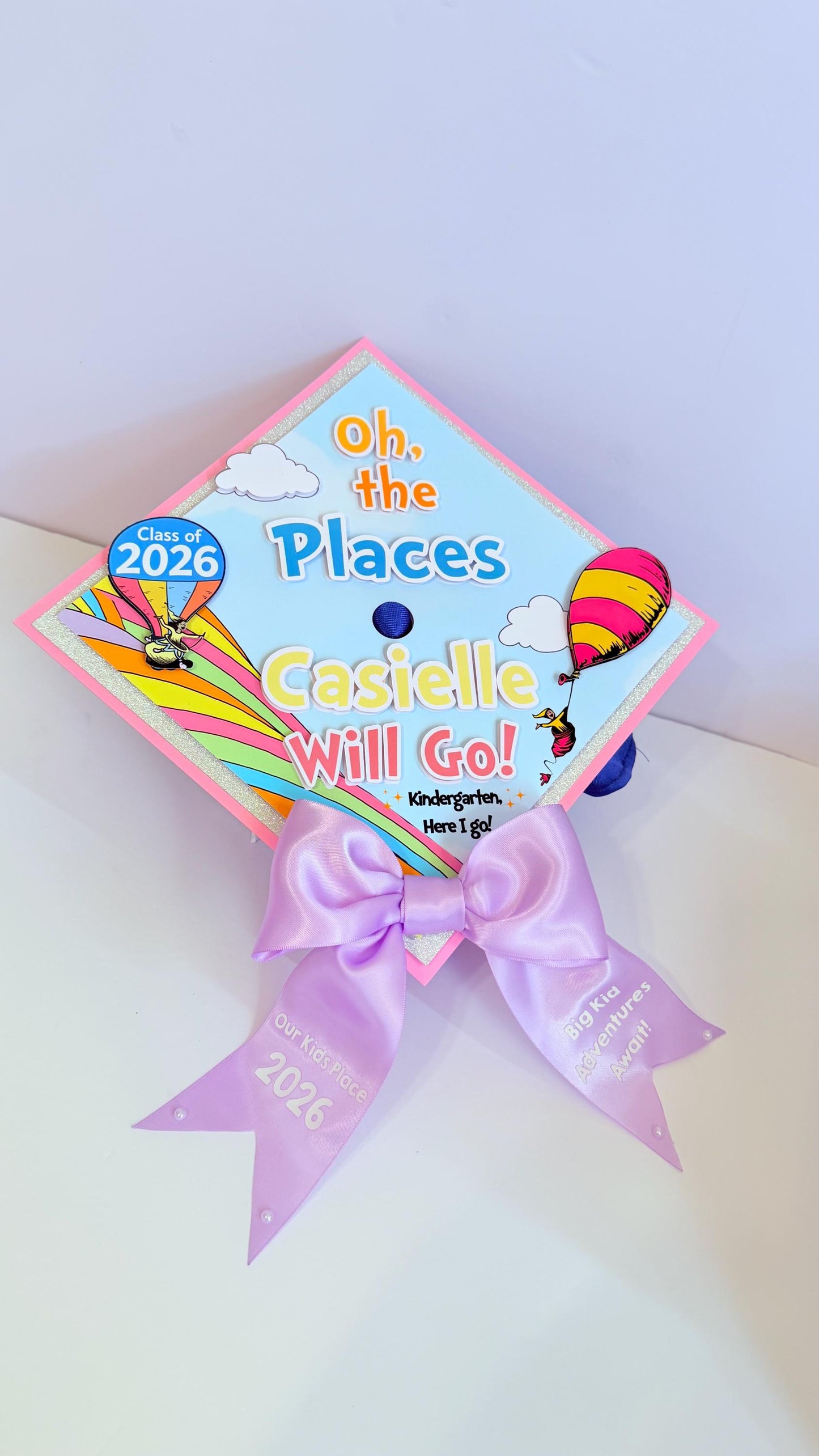 Oh The Places You’ll Go Graduation Cap Topper, Kindergarten Graduation Cap, Preschool Grad Cap, Class of 2026 Cap, Personalized Grad Cap