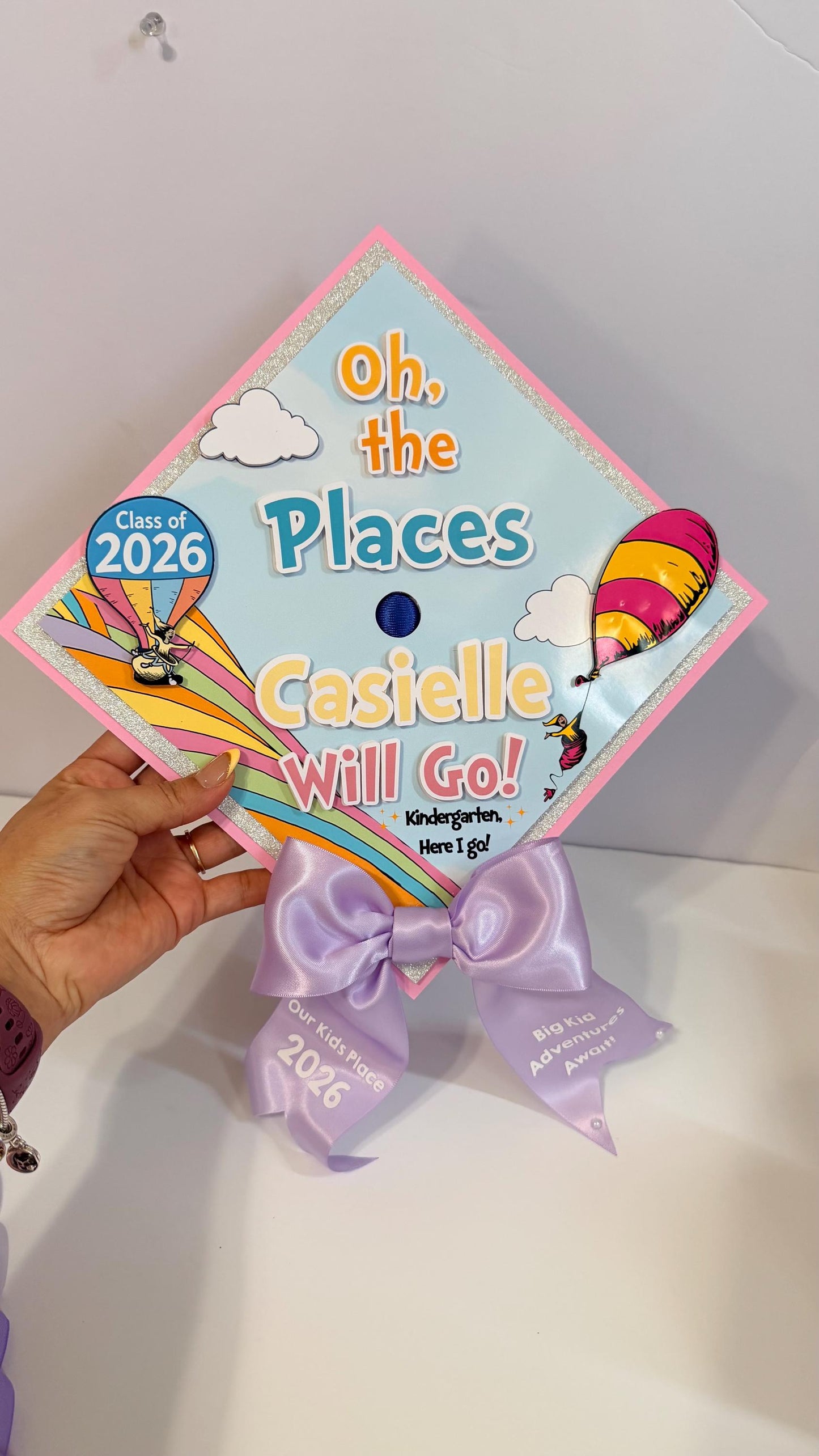 Oh The Places You’ll Go Graduation Cap Topper, Kindergarten Graduation Cap, Preschool Grad Cap, Class of 2026 Cap, Personalized Grad Cap