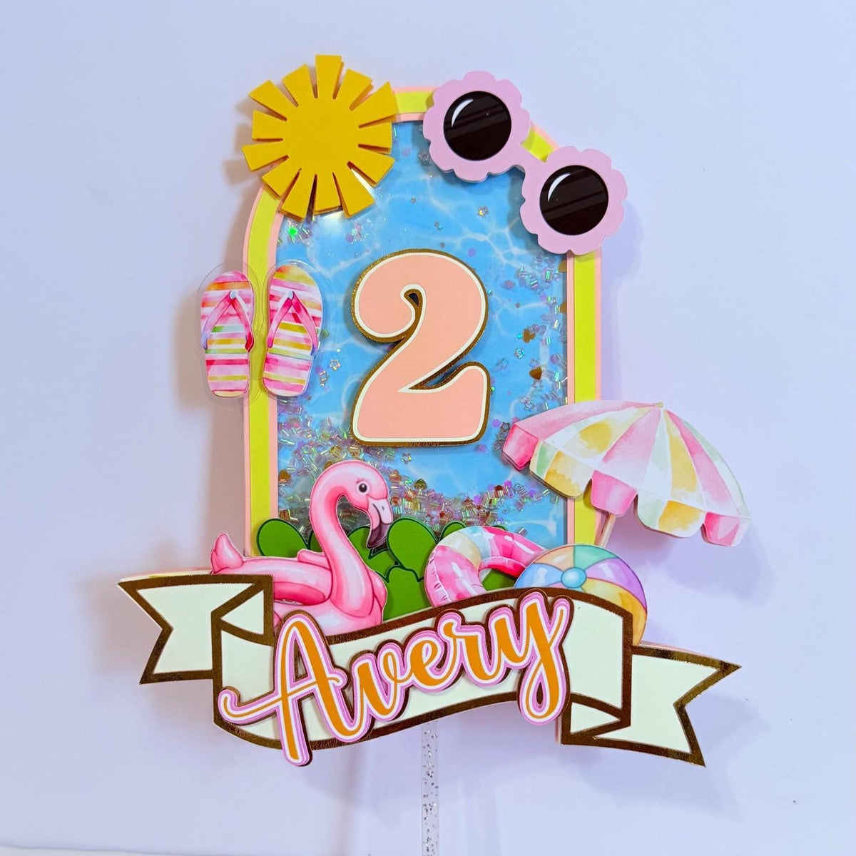 One in the Sun Cake Topper, Summer Birthday Decorations, Personalized Pool Party Cake Topper, Beach Theme Birthday