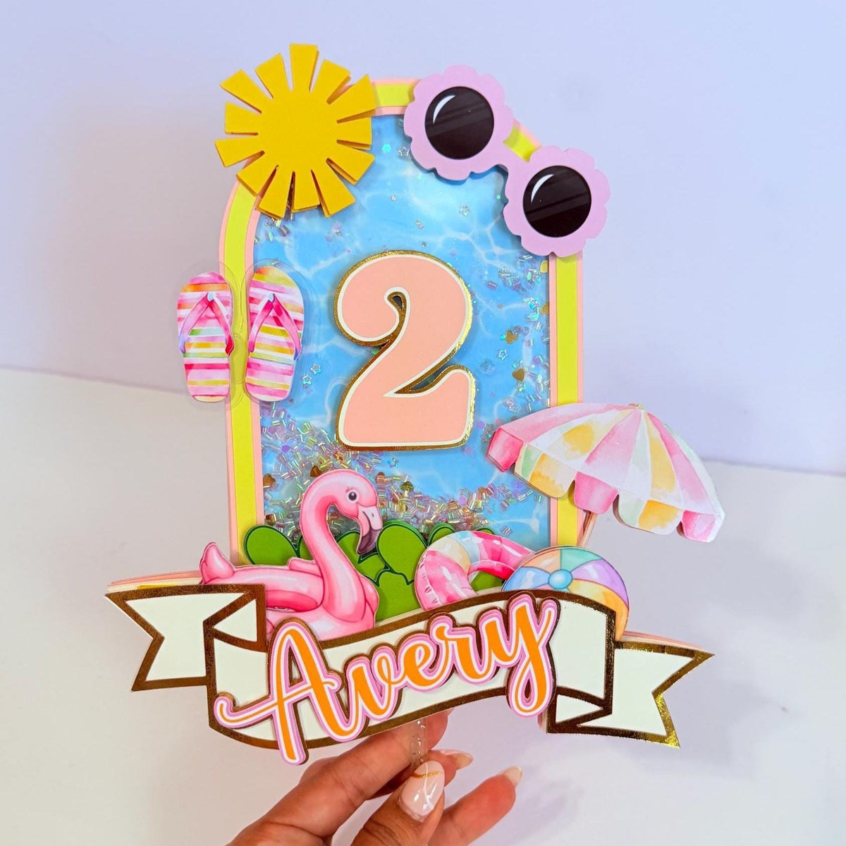 One in the Sun Cake Topper, Summer Birthday Decorations, Personalized Pool Party Cake Topper, Beach Theme Birthday