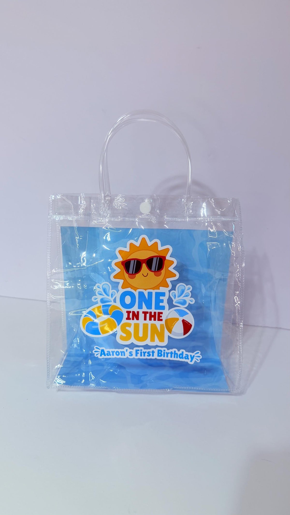 One in the Sun Favor Bags | Pool Party Birthday Bags | Personalized Clear PVC Party Bags | Summer First Birthday Favors