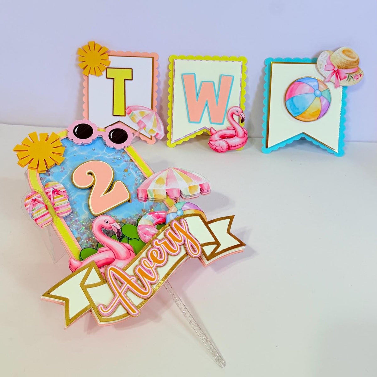 One in the Sun Cake Topper, Summer Birthday Decorations, Personalized Pool Party Cake Topper, Beach Theme Birthday