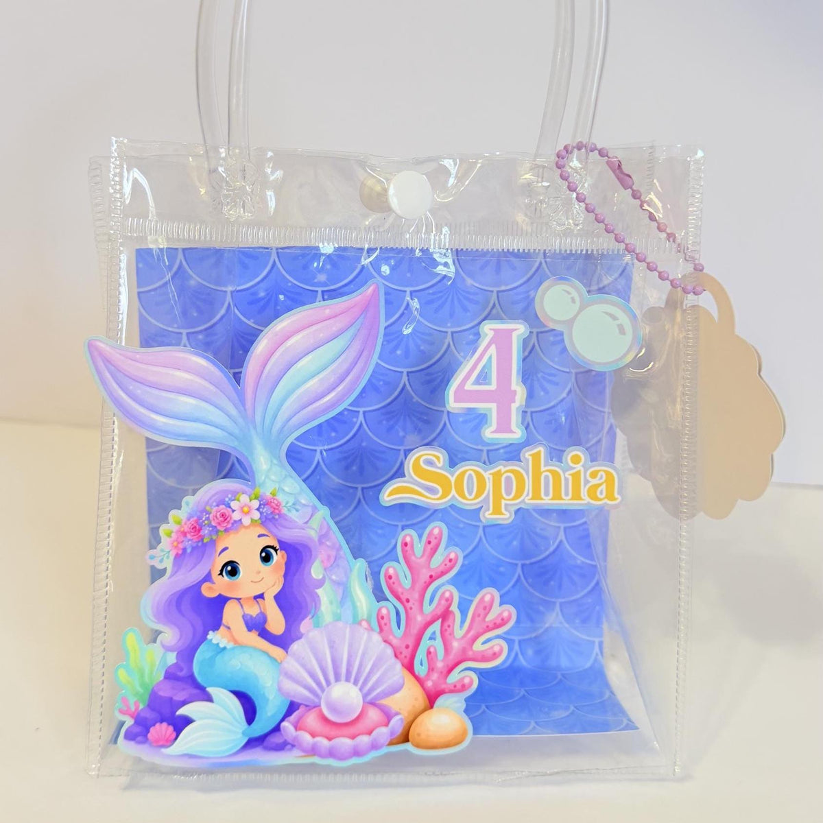 Mermaid Party Favor Bags, Personalized Mermaid Birthday Favor Bags, Custom PVC Treat Bags, Mermaid Goody Bags, Kids Birthday Party Decor