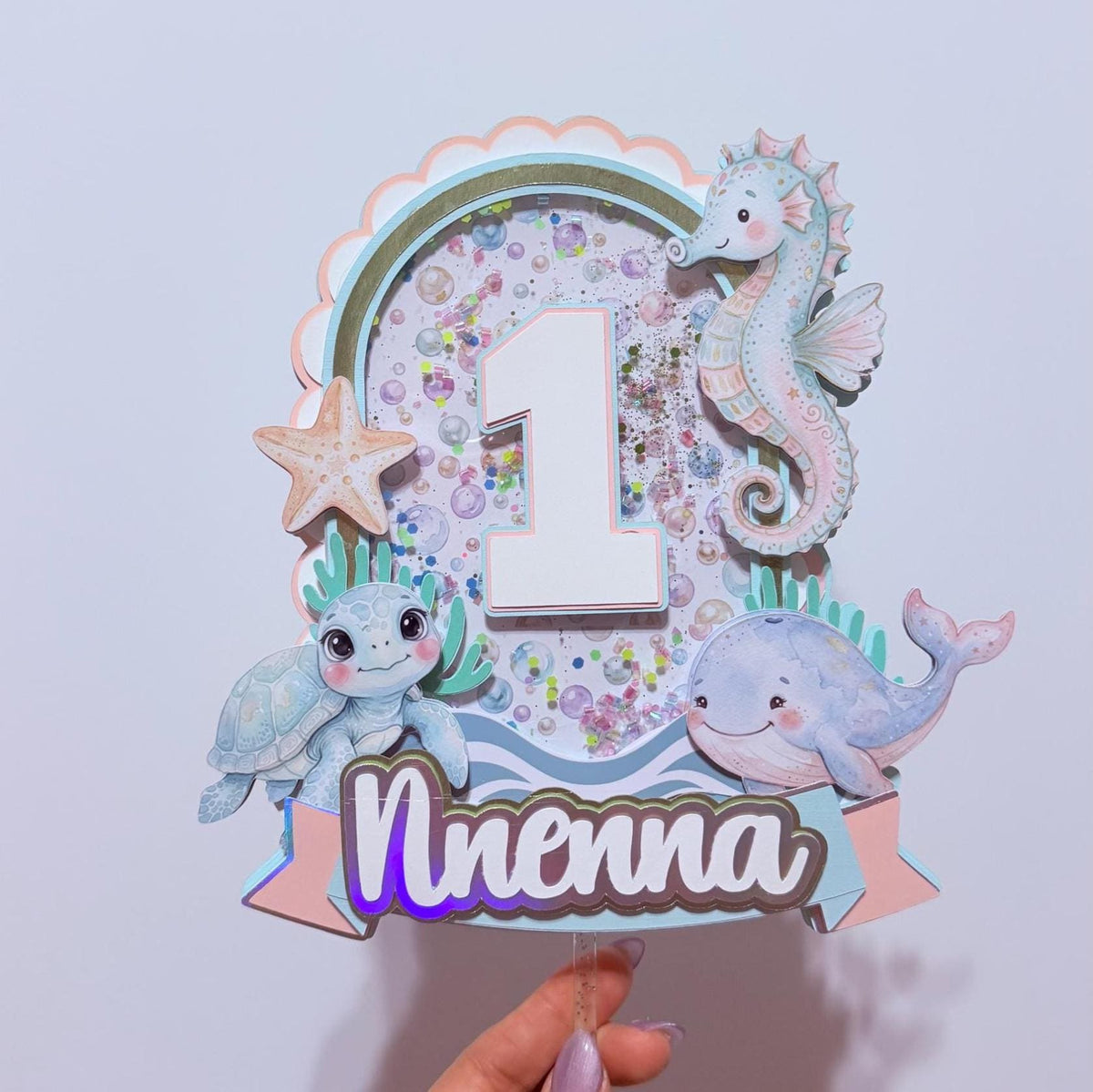 One Der the Sea Cake Topper, Under the Sea Birthday Decorations, Personalized Ocean Birthday Cake Topper, First Birthday Party Decor