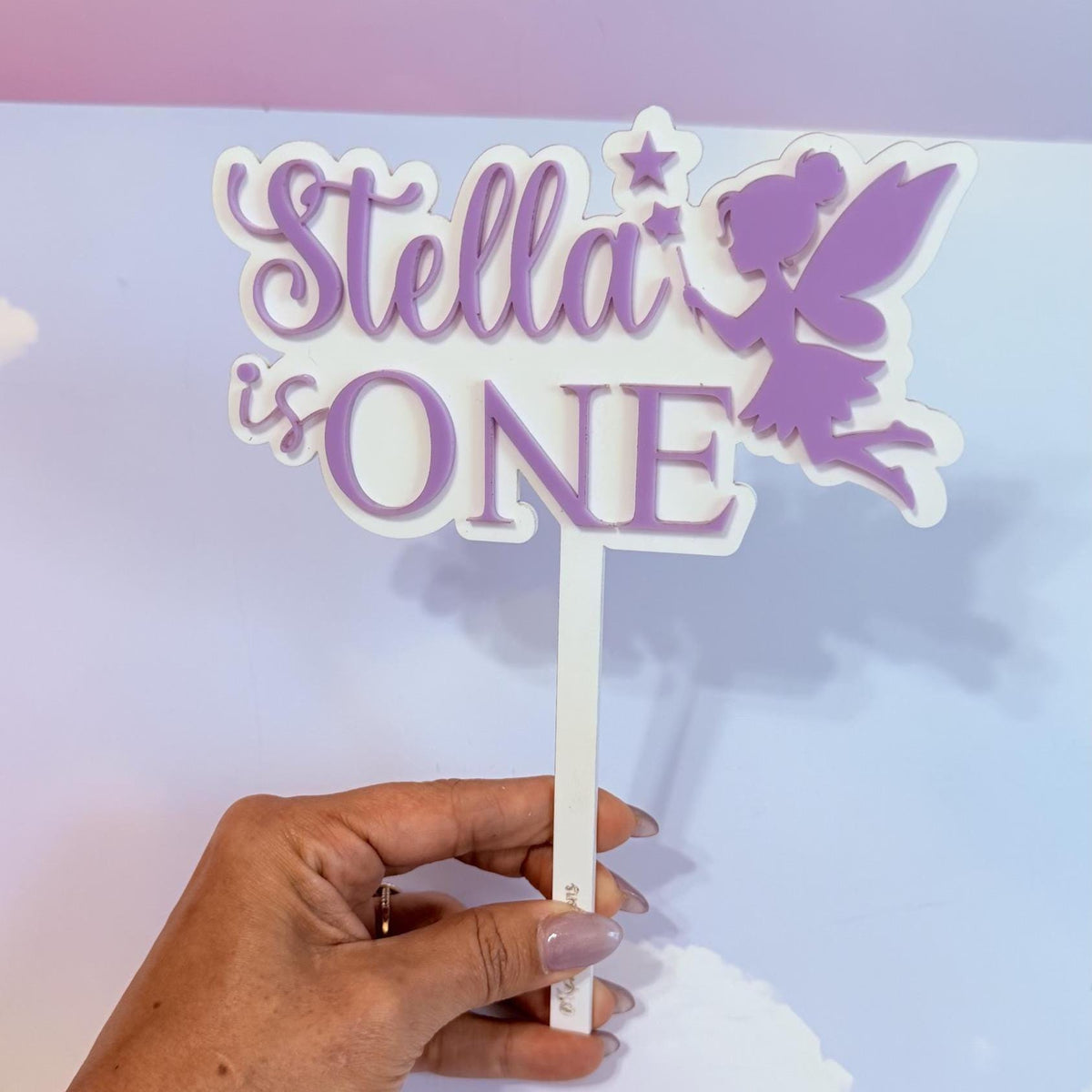 Personalized Fairy Cake Topper, First Birthday Acrylic Name Sign, fairy first birthday, Custom Age Cake Decoration, Fairy themed birthday