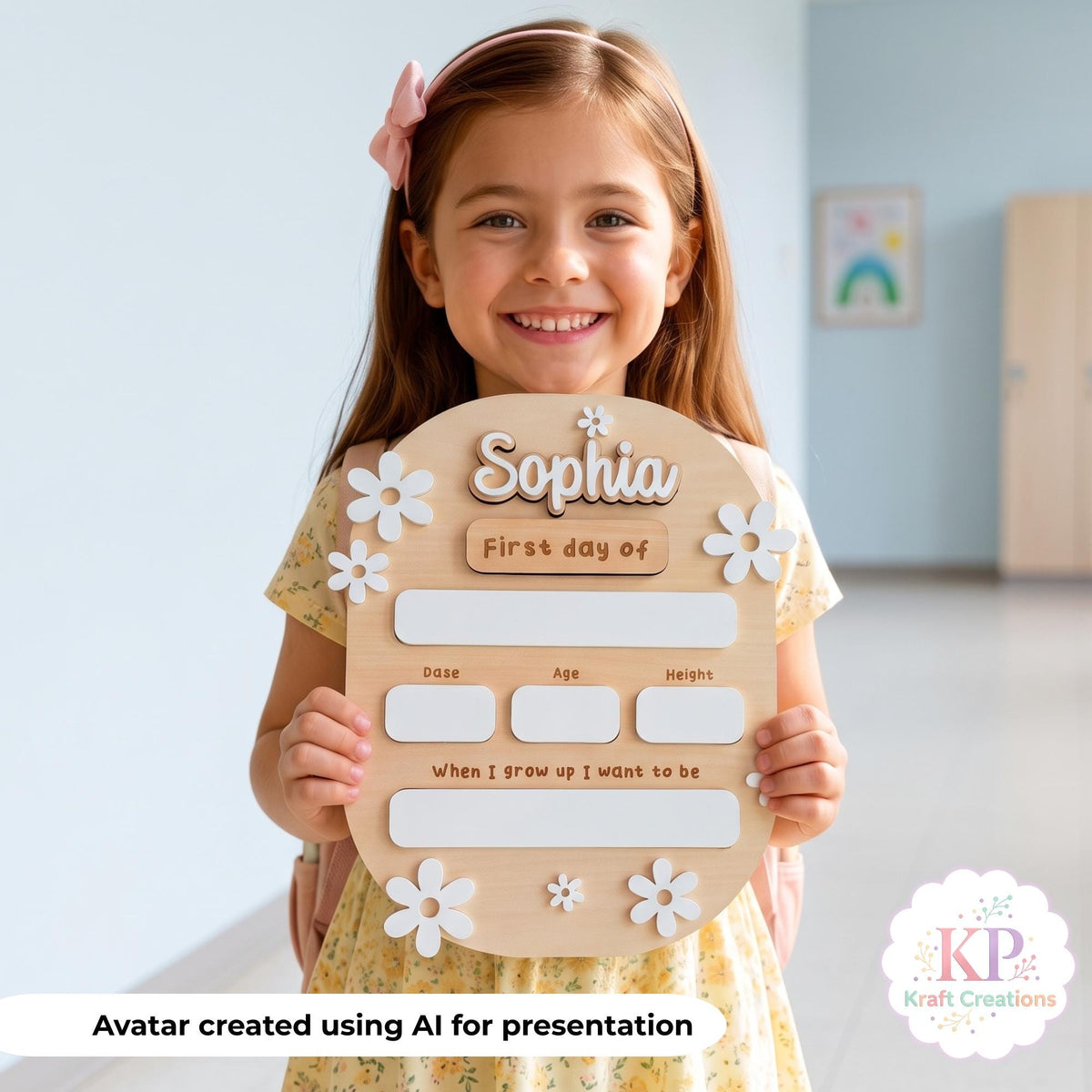 First Day School Sign, Floral Personalized Wooden School Board, Reusable Back to School Board, First Day Photo Prop, Custom school sign
