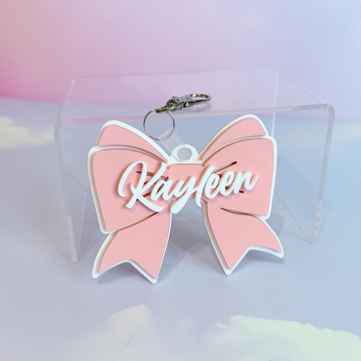 Personalized Backpack Tag, Acrylic Bow Name Keychain, Custom School Bag Tag for Kids, Lunchbox or Luggage Tag, Back to School Gift