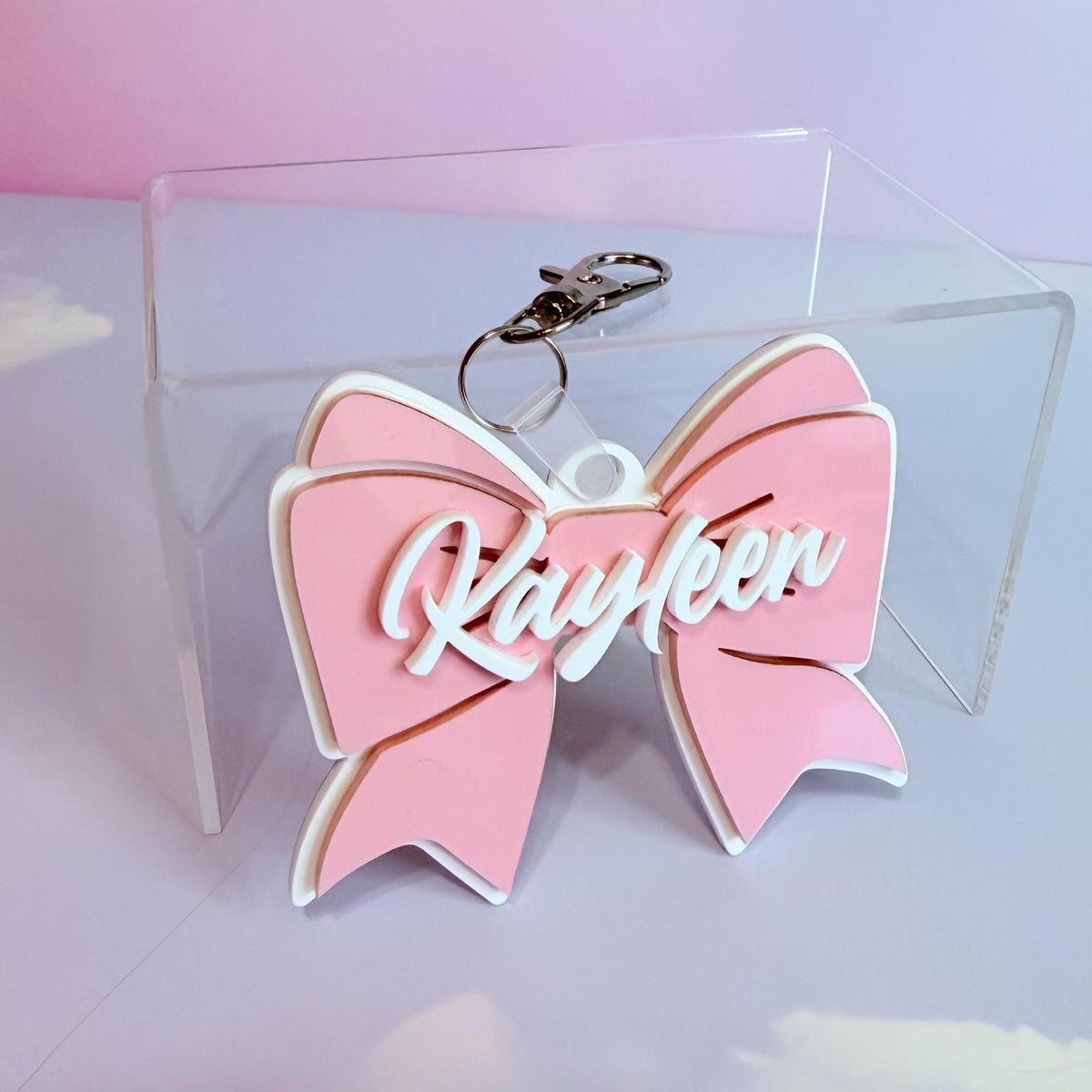 Personalized Backpack Tag, Acrylic Bow Name Keychain, Custom School Bag Tag for Kids, Lunchbox or Luggage Tag, Back to School Gift