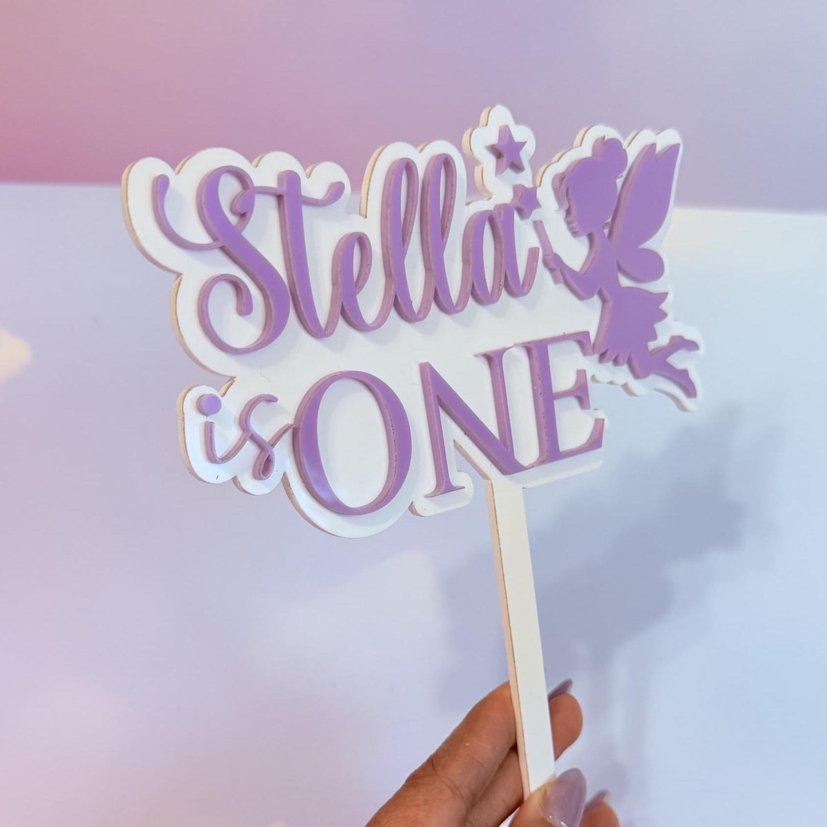 Personalized Fairy Cake Topper, First Birthday Acrylic Name Sign, fairy first birthday, Custom Age Cake Decoration, Fairy themed birthday