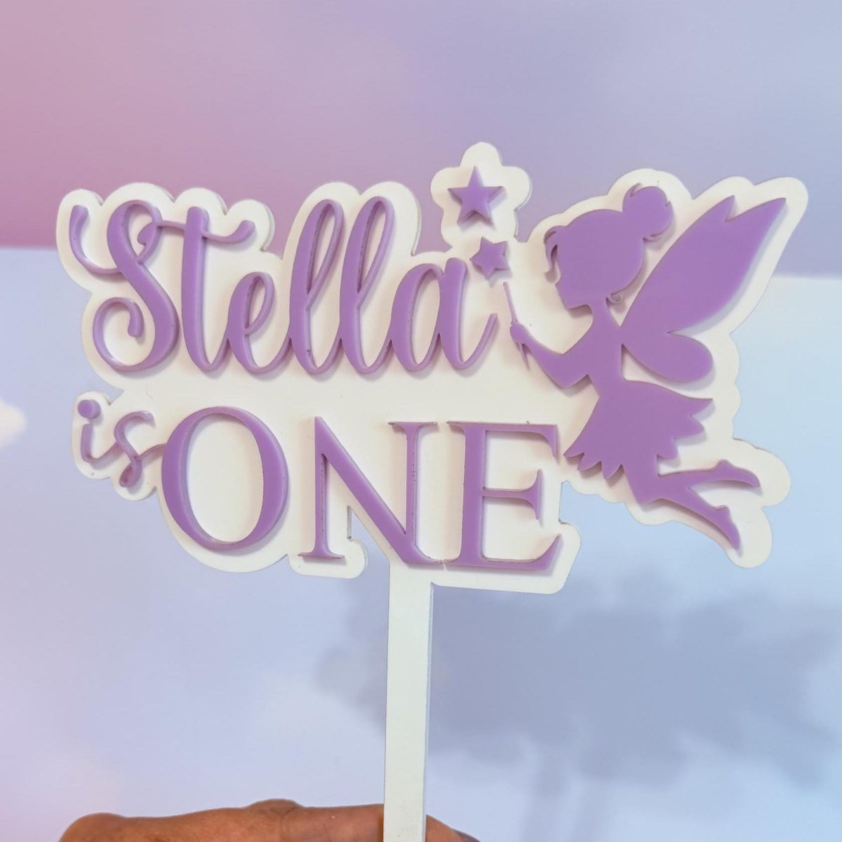 Personalized Fairy Cake Topper, First Birthday Acrylic Name Sign, fairy first birthday, Custom Age Cake Decoration, Fairy themed birthday