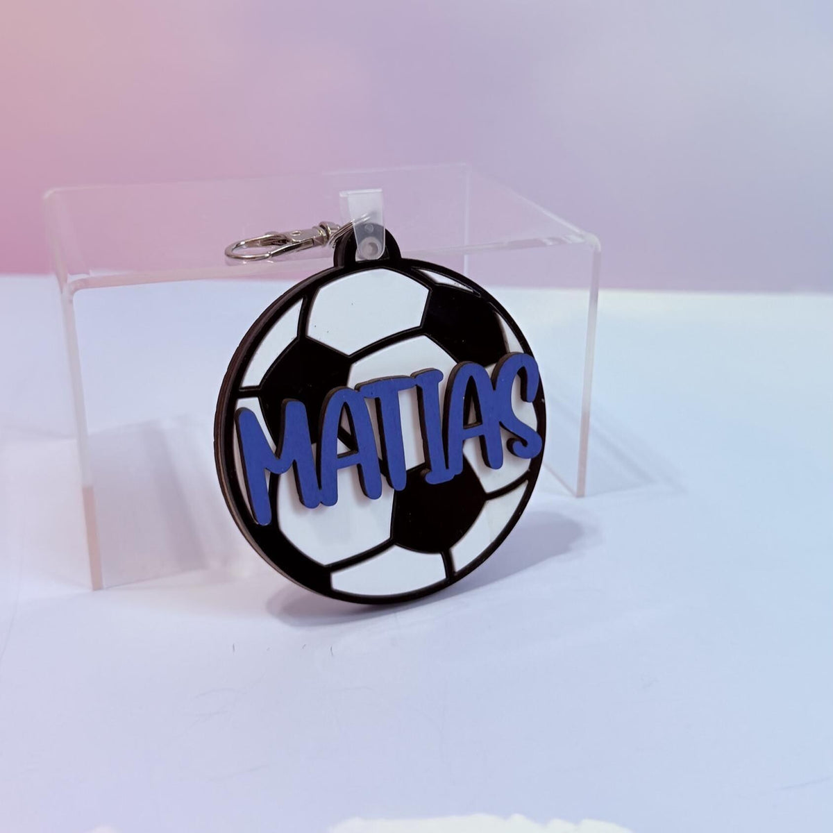 Personalized Soccer Backpack Tag, Custom Wood Acrylic Name Keychain, Kids Sports Bag ID, Soccer Team Gift, Back to School Bag Charm