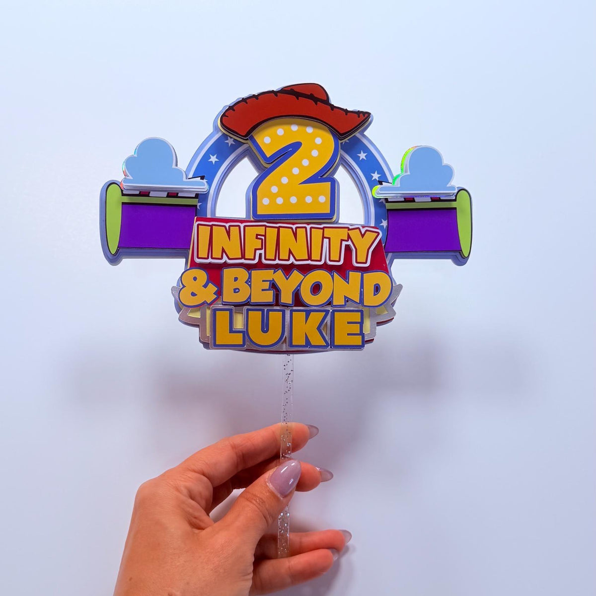 Two Infinity and Beyond Cake Topper, 2nd Birthday Cake Topper, Space Birthday Decorations, Toy Space Theme, Custom Cowboy Second Birthday
