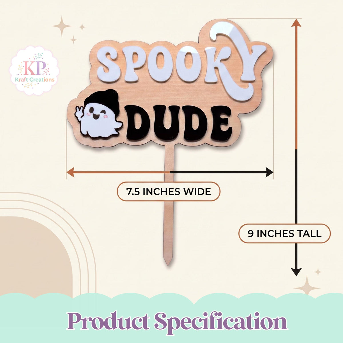 Spooky Dude Cake Topper, Halloween First Birthday Cake Decor, One Spooky Dude Ghost Topper, Boy 1st Birthday Cake Smash