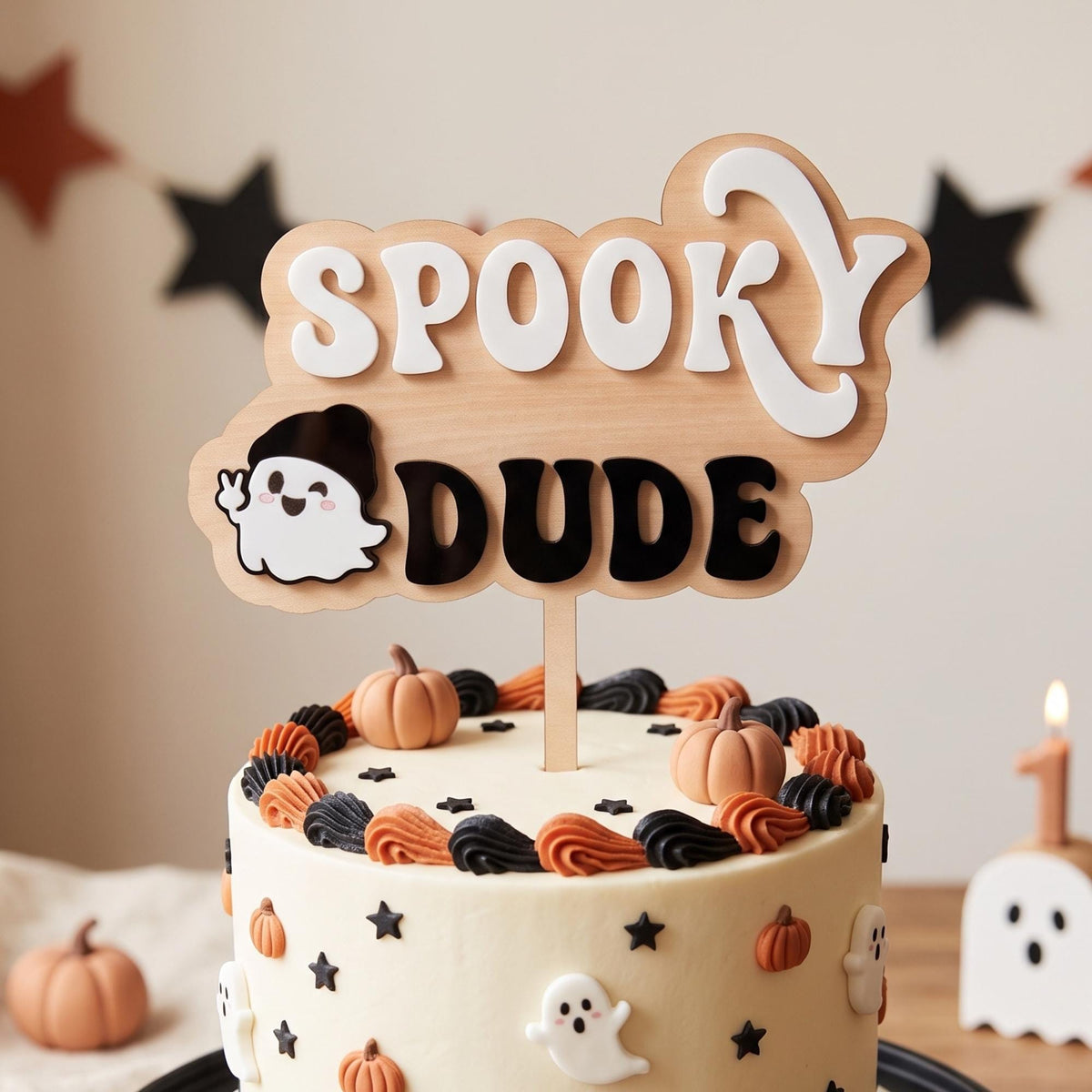 Spooky Dude Cake Topper, Halloween First Birthday Cake Decor, One Spooky Dude Ghost Topper, Boy 1st Birthday Cake Smash