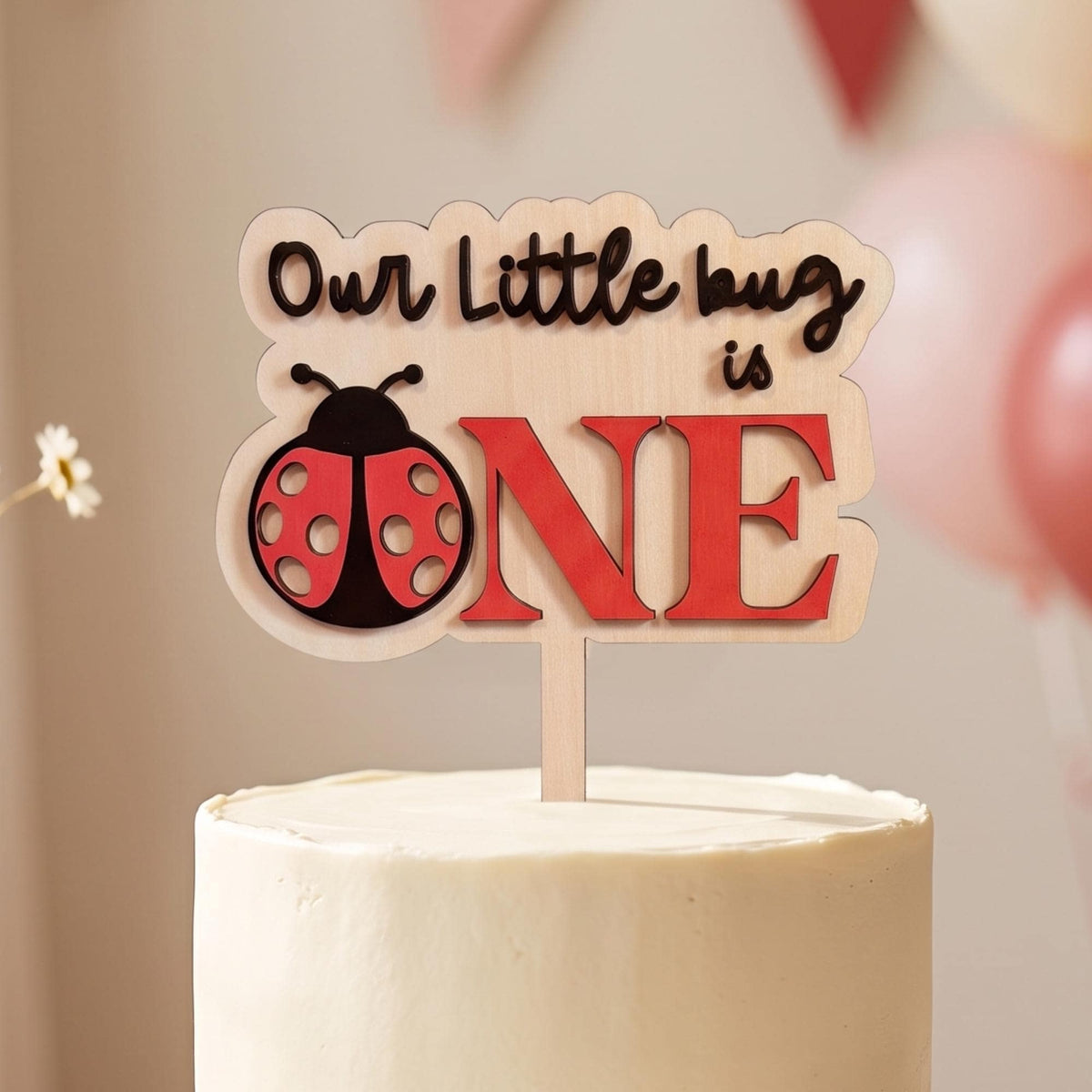 Ladybug First Birthday Cake Topper, Wooden ONE Topper, Our Little Bug Turns One, Little Love Bug Turns One, One Cute Bug.