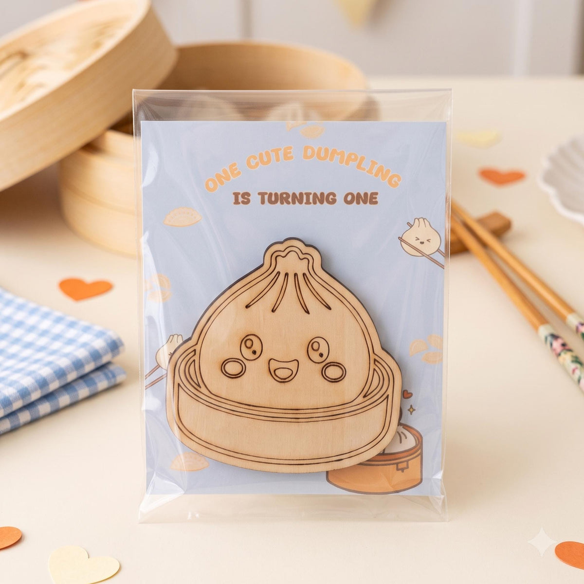 Dumpling Wood Coloring Kit, One Cute Dumpling First Birthday Party Favor With 6 Markers, Kids Dim Sum Birthday Craft Activity, Bao Bun Party