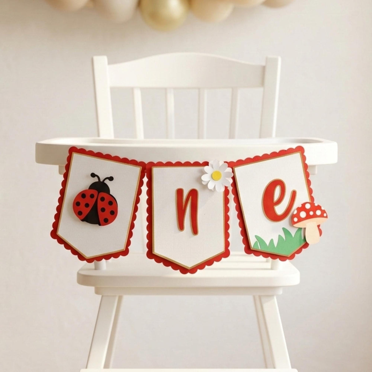 Ladybug High Chair Banner: First Birthday Party Decor