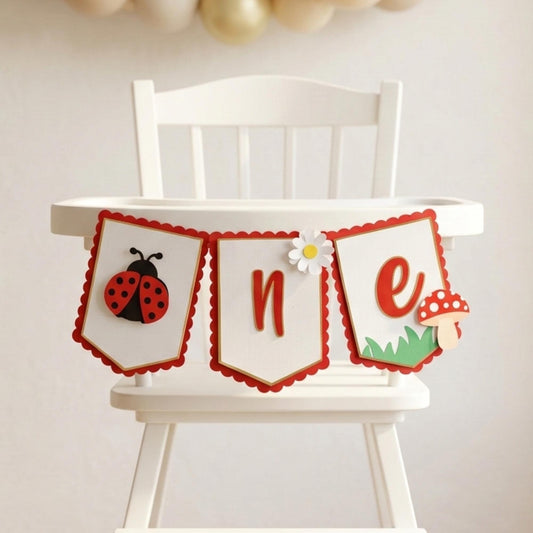 Ladybug High Chair Banner: First Birthday Party Decor