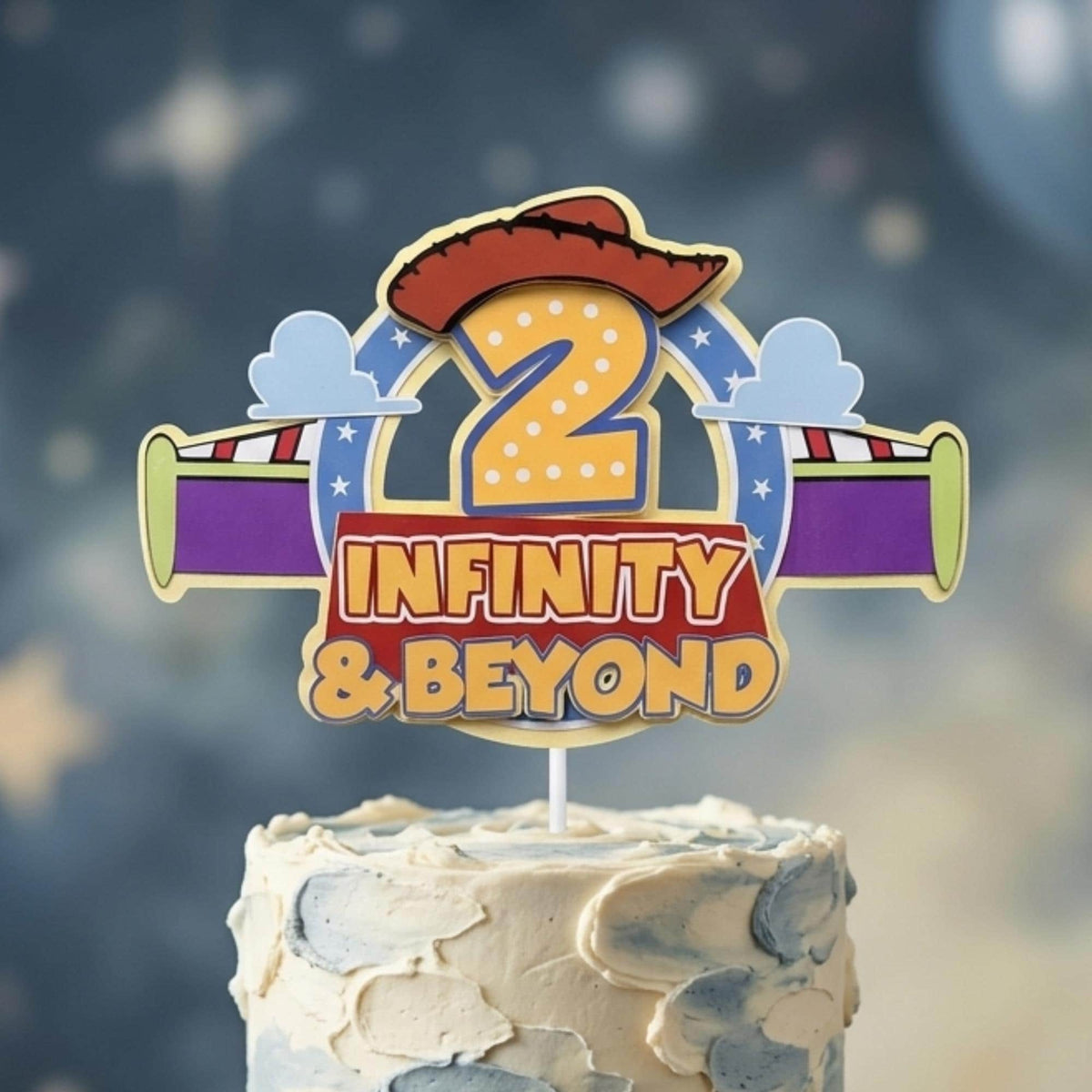 Two Infinity and Beyond Cake Topper, 2nd Birthday Cake Topper, Space Birthday Decorations, Toy Space Theme, Custom Cowboy Second Birthday