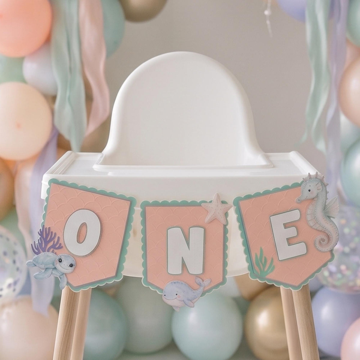 One Der The Sea High Chair Banner | Under The Sea First Birthday Banner | Ocean Birthday Decor | Personalized ONE or TWO Banner