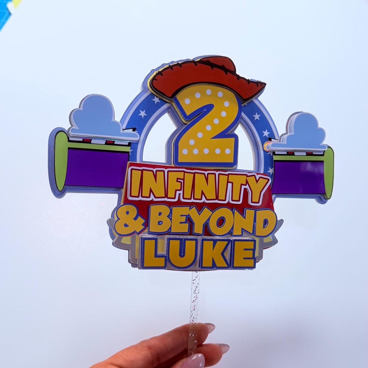 Two Infinity and Beyond Cake Topper, 2nd Birthday Cake Topper, Space Birthday Decorations, Toy Space Theme, Custom Cowboy Second Birthday