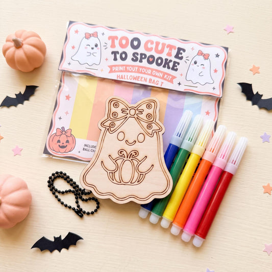 Halloween Paint Kit for Kids, Wood Ghost Craft Kit, Halloween Party Favor, Classroom Halloween Activity, Paint Your Own Ghost