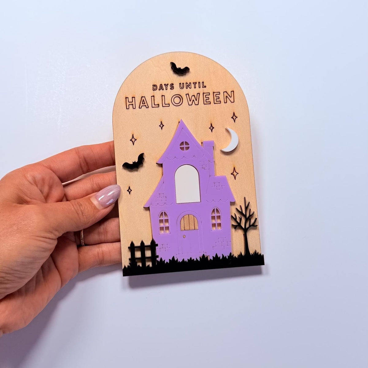 Halloween Countdown Calendar, Days Until Halloween Sign, Wooden Haunted House Decor, Dry Erase Countdown Sign for Kids