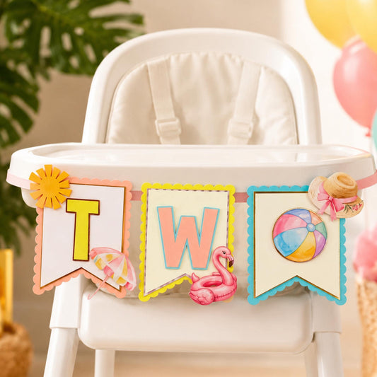 Two Cool High Chair Banner, Summer First Birthday Decorations, Pool Party Birthday Banner, Cake Smash Decor, Beach Birthday Party