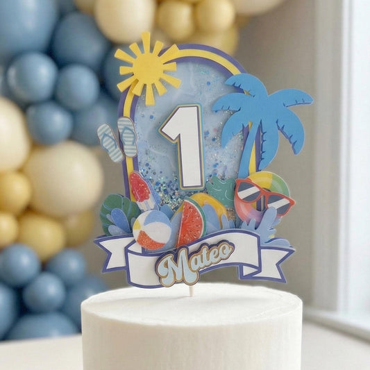 Pool Party Cake Topper: Ice Cream Splash, Summer First Birthday