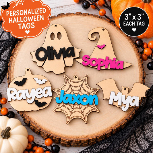 Boo Bag Tag, Wood Trick or Treat Basket Tag, Boo Basket Tag, Custom Name Tag, Halloween Basket Tag, Personalized Name Tags.