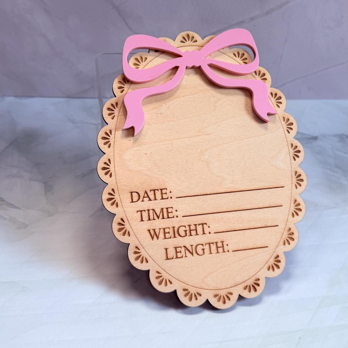 Bow Birth Stats Sign, Baby Birth Announcement, Baby Girl Hospital Sign, Newborn Photo Prop, Coquette Baby Announcement