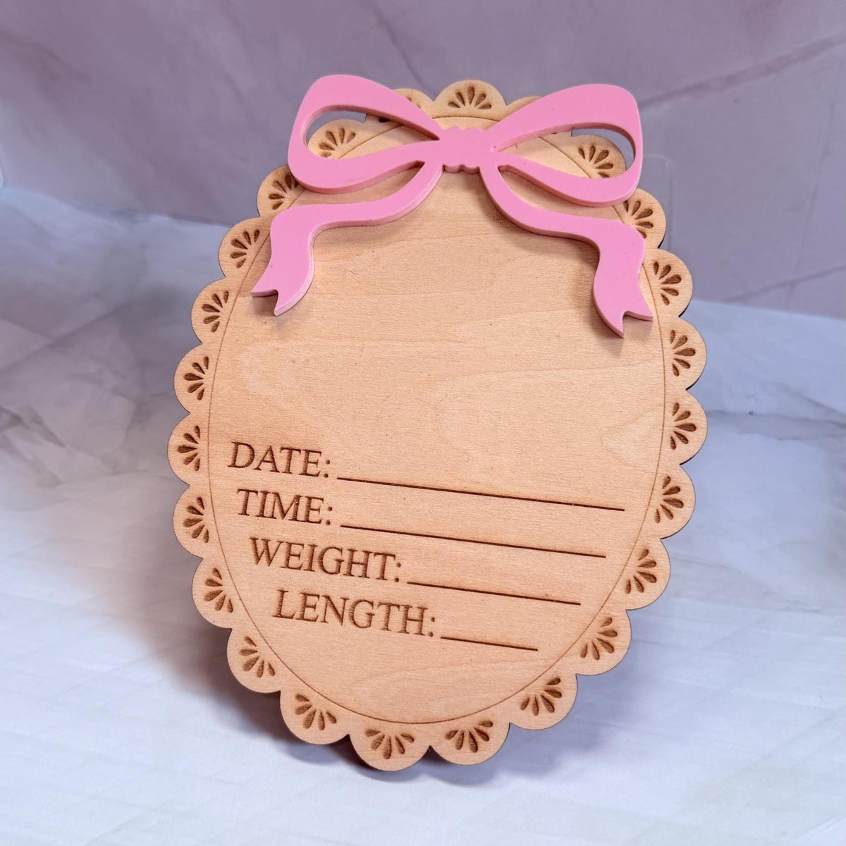 Bow Birth Stats Sign, Baby Birth Announcement, Baby Girl Hospital Sign, Newborn Photo Prop, Coquette Baby Announcement
