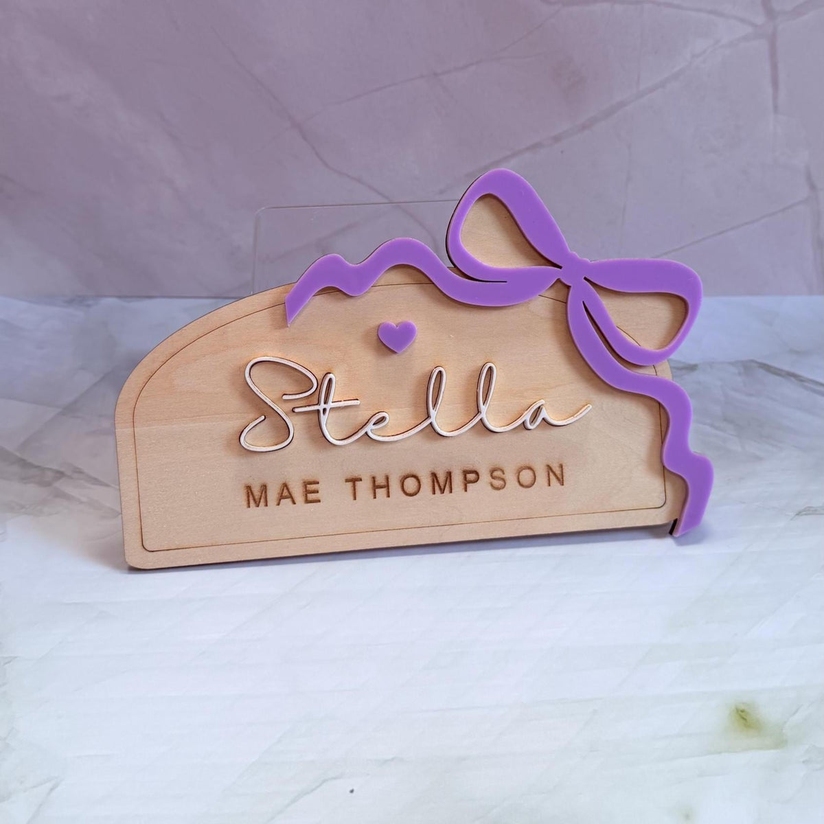 Personalized Baby Name Announcement Sign, Acrylic Baby Name Sign, Hospital Newborn Photo Prop, Bow Birth Announcement, Wooden Baby Name Sign