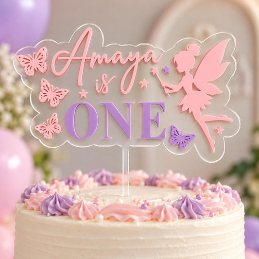 Fairy First Birthday Cake Topper, Personalized Fairy Cake Topper, 1st Birthday Cake Topper, Fairy Garden Birthday Decor, Custom Name Topper