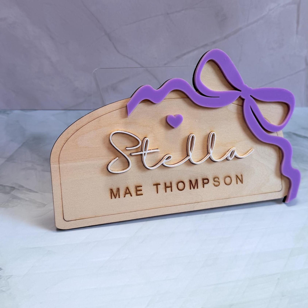 Personalized Baby Name Announcement Sign, Acrylic Baby Name Sign, Hospital Newborn Photo Prop, Bow Birth Announcement, Wooden Baby Name Sign