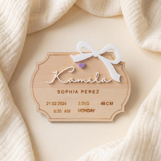 Personalized Baby Birth Stats Sign, Baby Birth Announcement, Acrylic Baby Name Sign, Newborn Hospital Photo Prop, Baby Keepsake