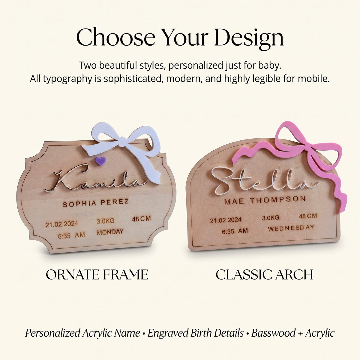 Personalized Baby Birth Stats Sign, Baby Birth Announcement, Acrylic Baby Name Sign, Newborn Hospital Photo Prop, Baby Keepsake