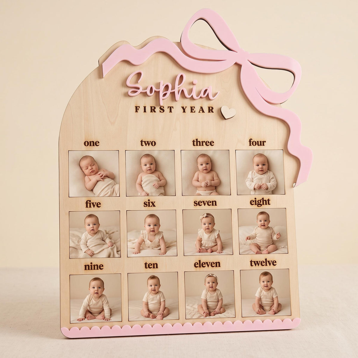 First Year Photo Board, Personalized First Birthday Photo Board, Baby Milestone Board, 12 Month Photo Display, One Year Birthday Decor