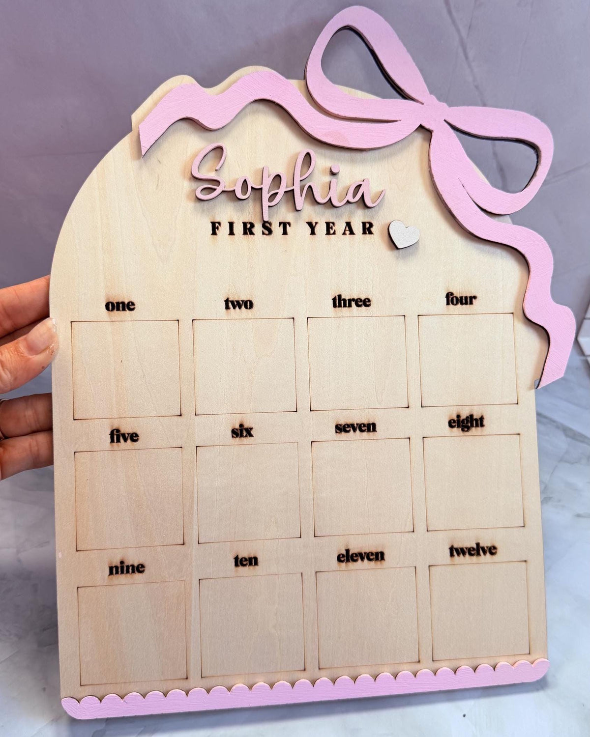 First Year Photo Board, Personalized First Birthday Photo Board, Baby Milestone Board, 12 Month Photo Display, One Year Birthday Decor