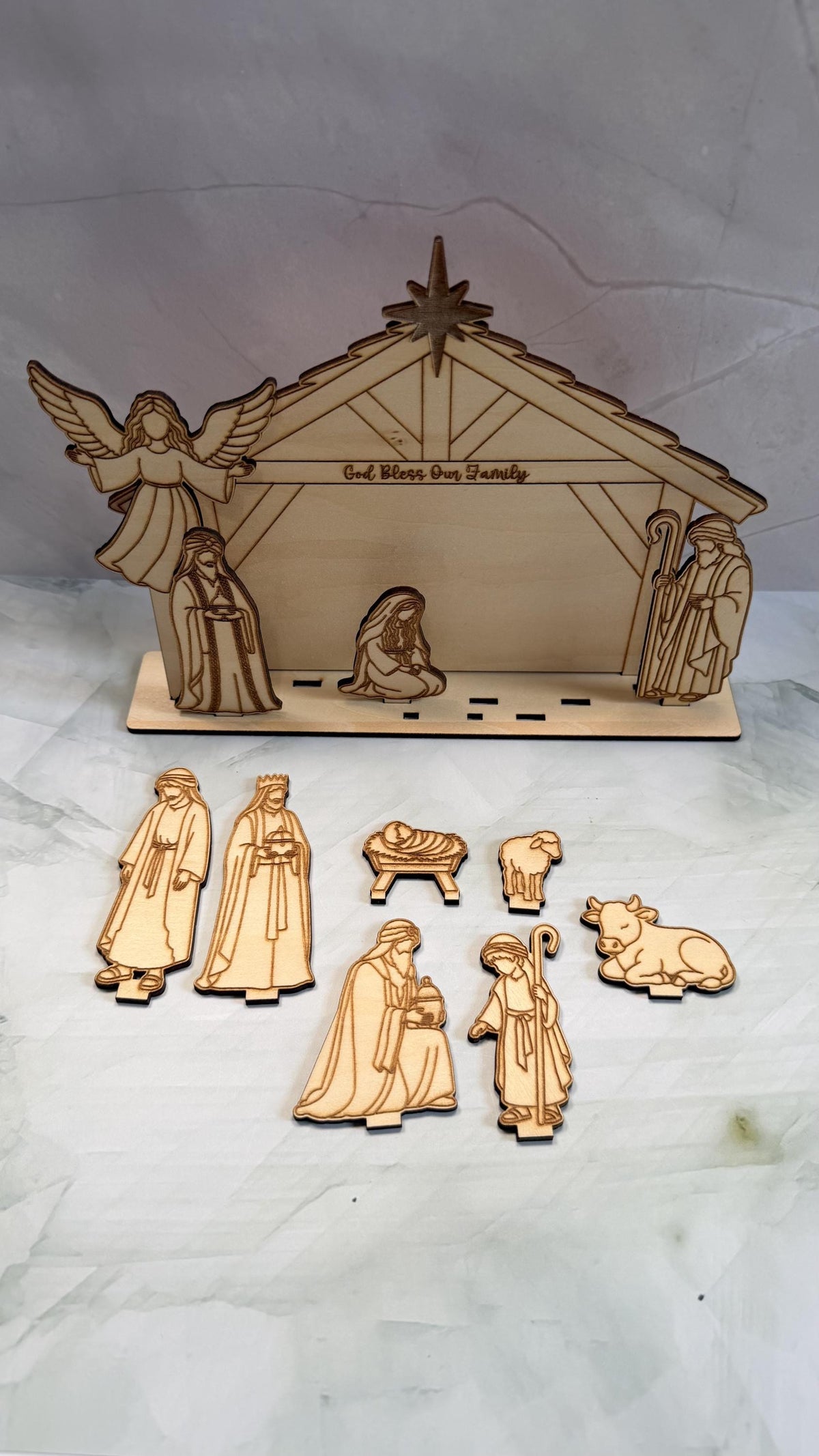 Wooden Nativity Set, Christmas Nativity Scene, Laser Cut Nativity Figures, Wood Manger Scene, Religious Christmas Decor, Christian Gift
