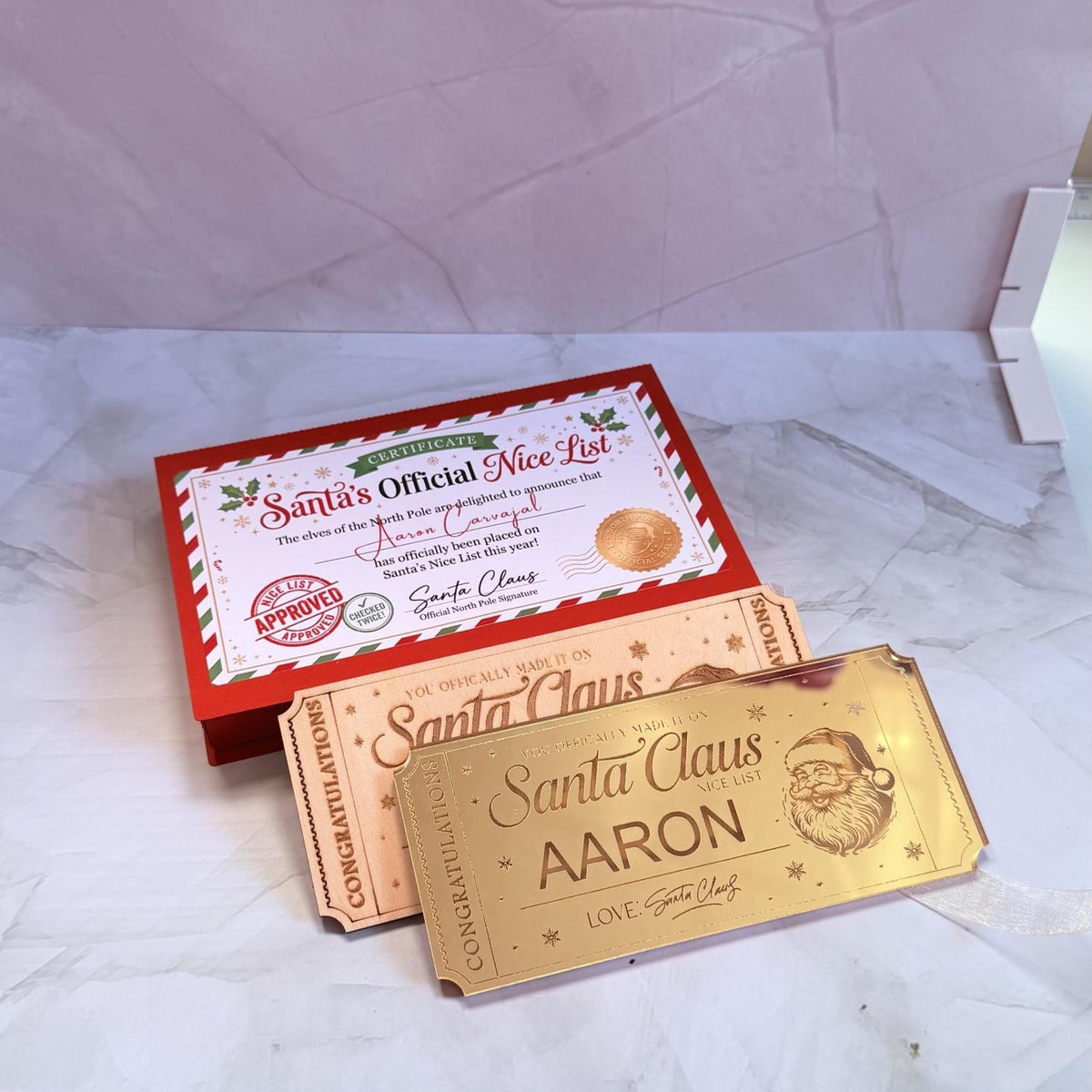 Santa Nice List Ticket, Personalized Golden Ticket, Nice List Certificate for Kids, Christmas Eve Box Gift, Personalized Santa Keepsake