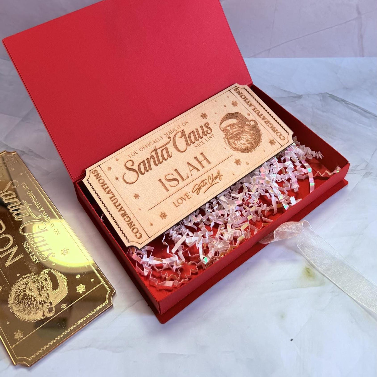 Santa Nice List Ticket, Personalized Golden Ticket, Nice List Certificate for Kids, Christmas Eve Box Gift, Personalized Santa Keepsake