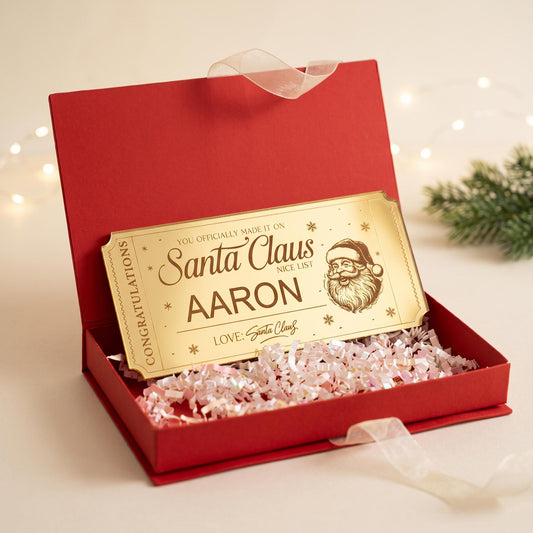 Santa Nice List Ticket, Personalized Golden Ticket, Nice List Certificate for Kids, Christmas Eve Box Gift, Personalized Santa Keepsake